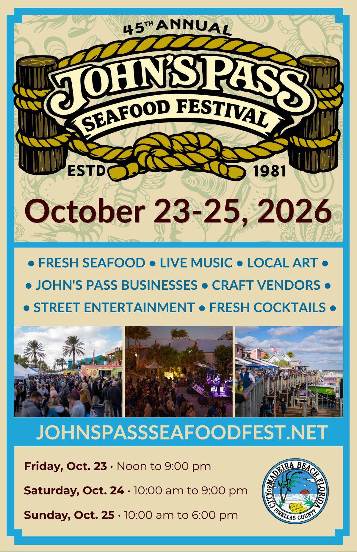 45th Annual John's Pass Seafood Festival (Oct 23–25)